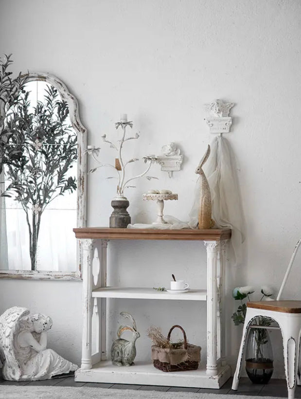 Antique Console Table - Adjustable Fir & MDF Hallway Accent Table