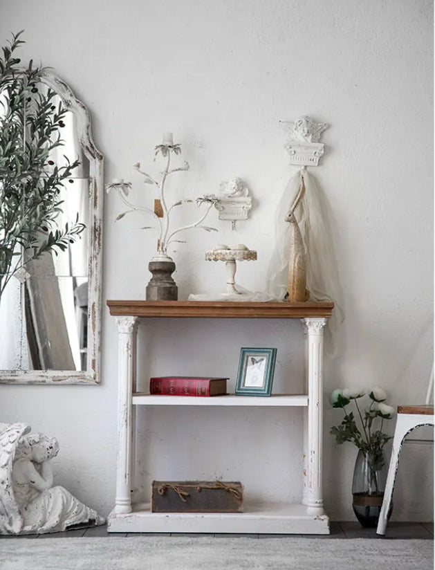 Antique Console Table - Adjustable Fir & MDF Hallway Accent Table