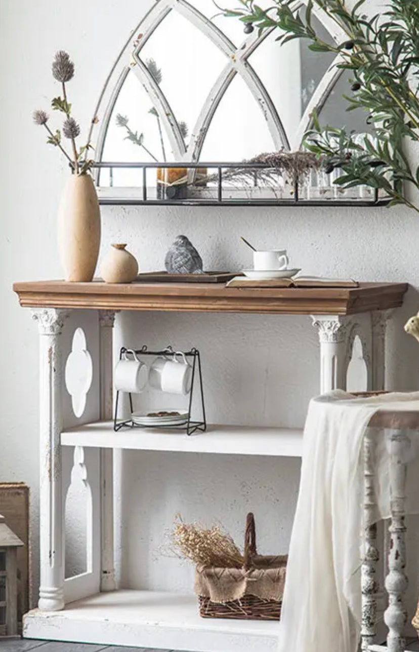 Antique Console Table - Adjustable Fir & MDF Hallway Accent Table