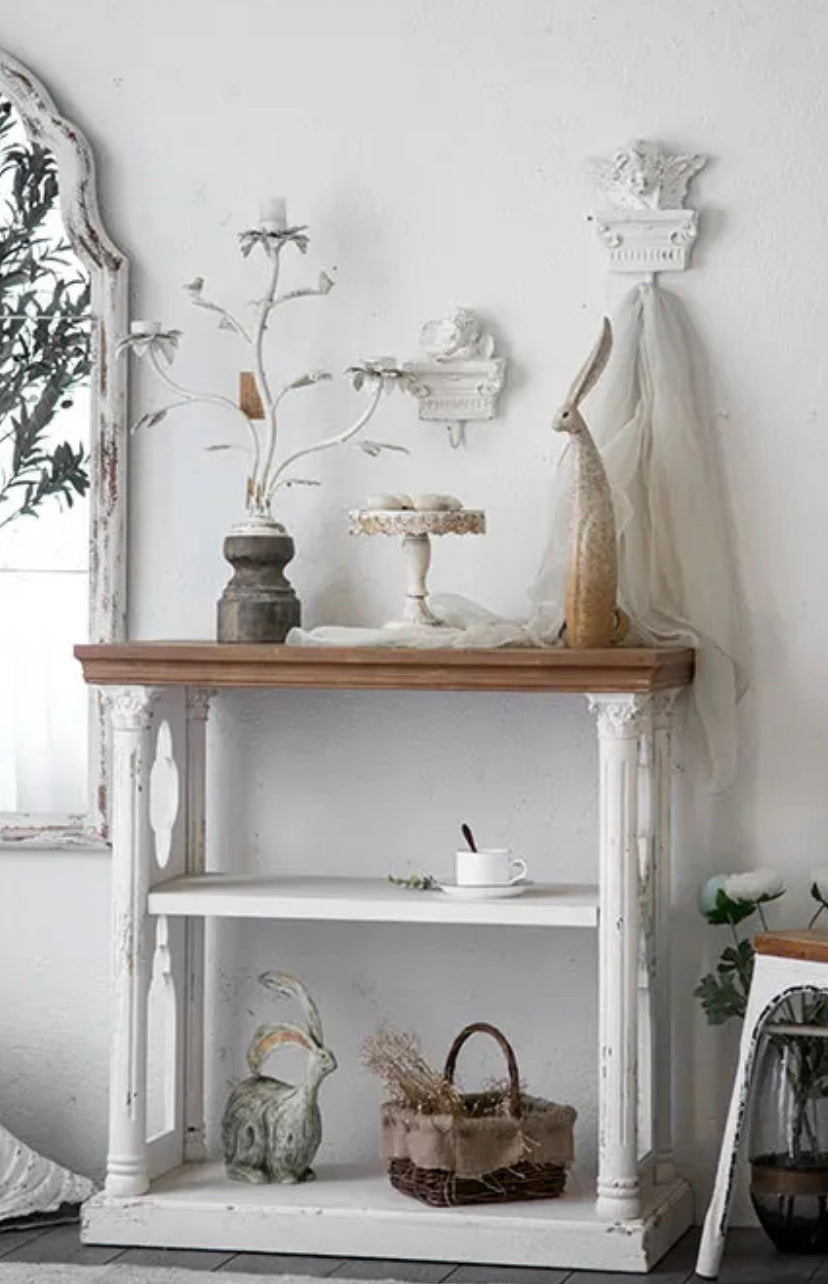 Antique Console Table - Adjustable Fir & MDF Hallway Accent Table