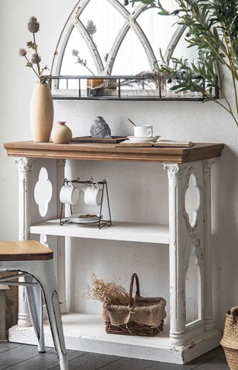 Antique Console Table - Adjustable Fir & MDF Hallway Accent Table