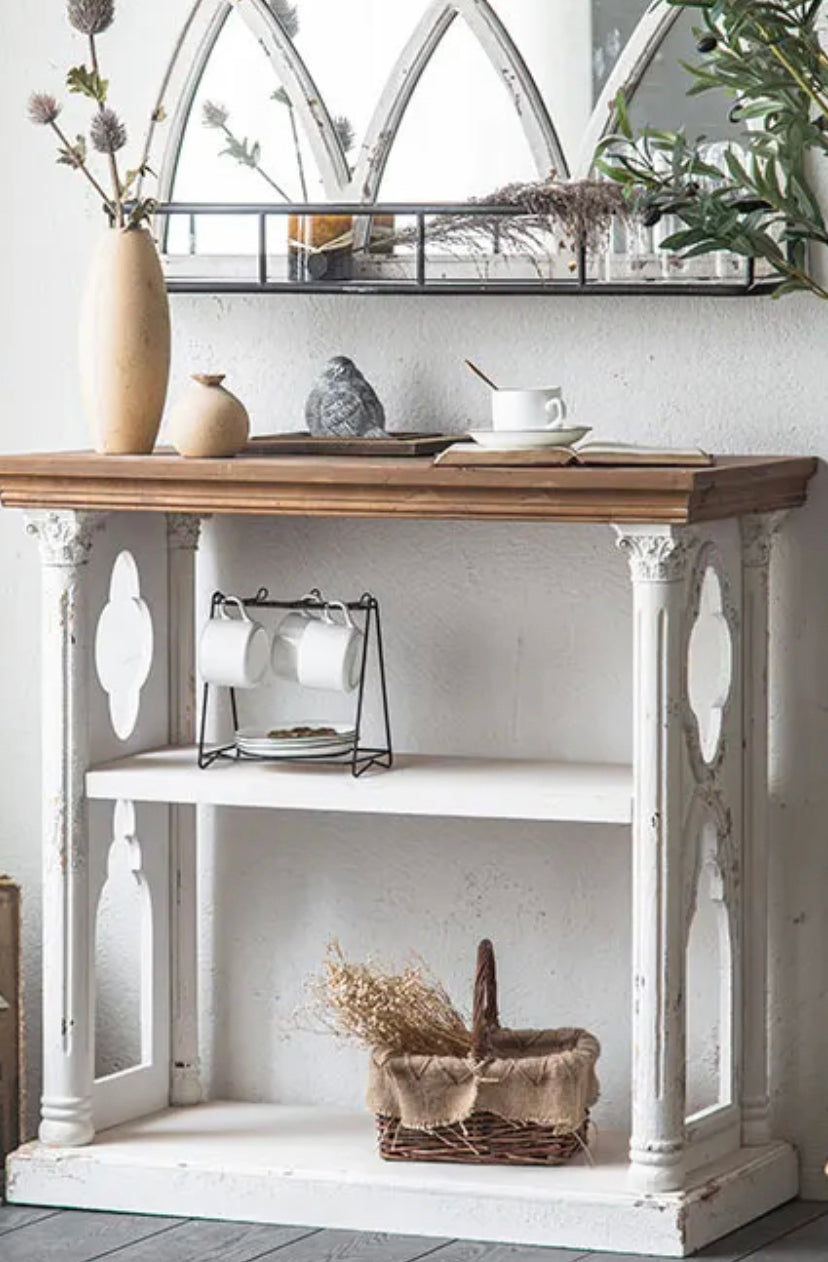Antique Console Table - Adjustable Fir & MDF Hallway Accent Table