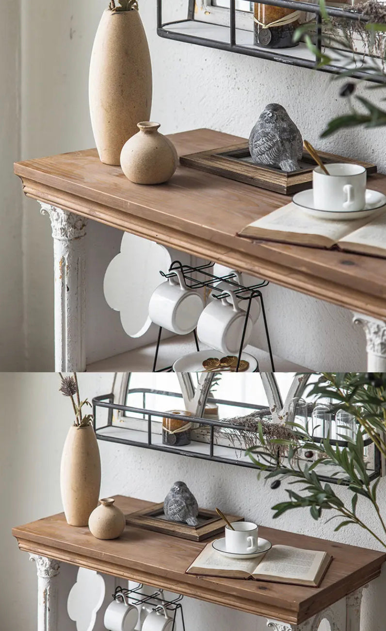 Antique Console Table - Adjustable Fir & MDF Hallway Accent Table