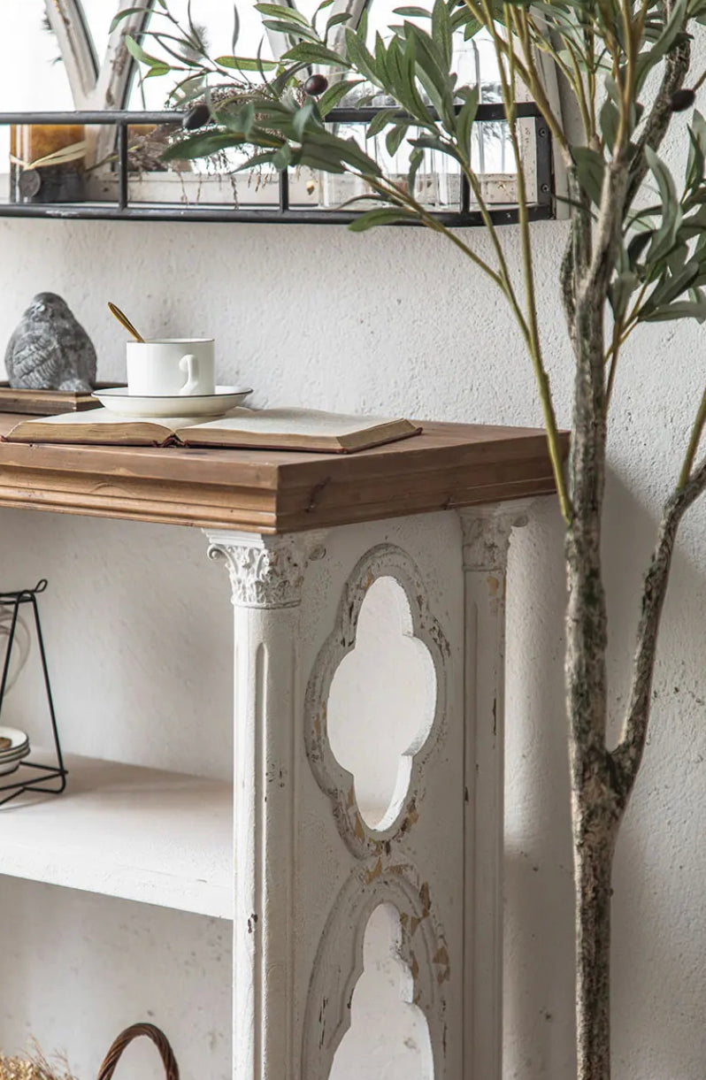 Antique Console Table - Adjustable Fir & MDF Hallway Accent Table
