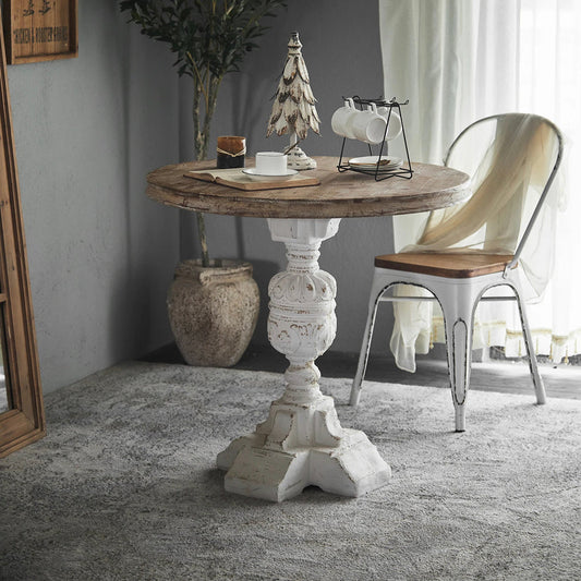 White Tea Coffee Table Solid Wood Living Room Accent Table Antique Home Furniture