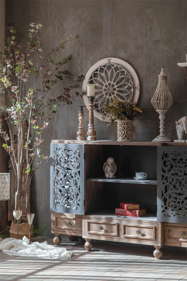 Buffets & Sideboards 4 Drawers Solid Wood Storage Sideboard Handmade Accent Cabinet