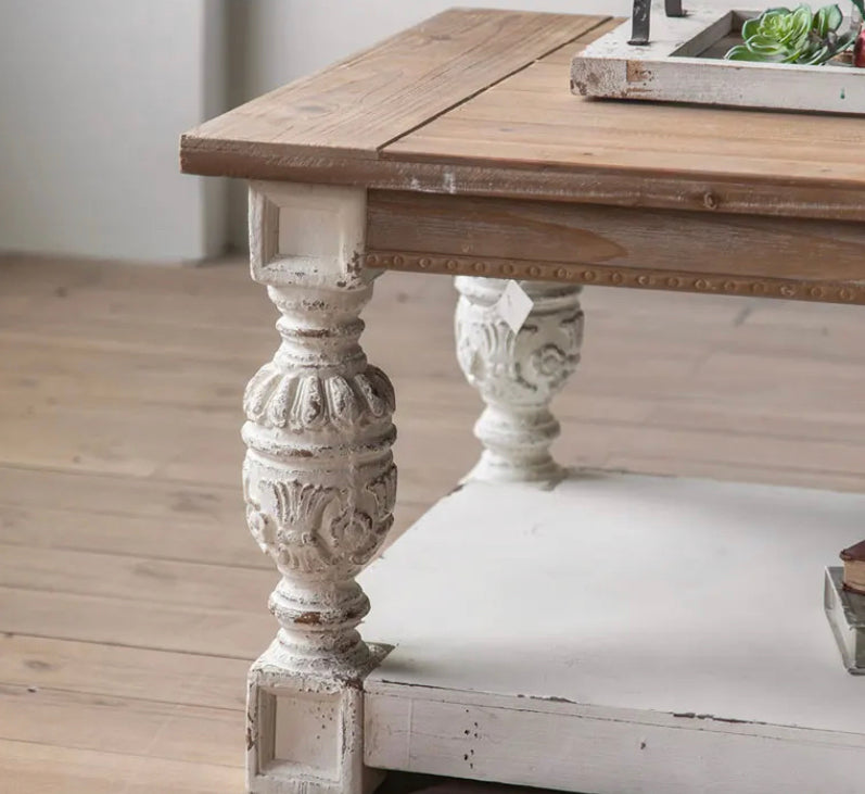 Nordic Retro Wooden Coffee Table - Adjustable Fir Accent Table