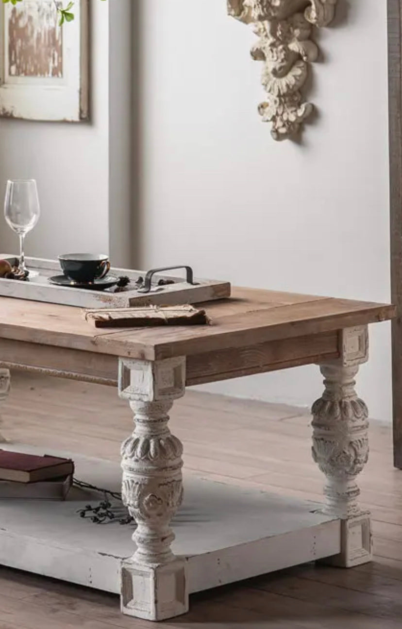 Nordic Retro Wooden Coffee Table - Adjustable Fir Accent Table