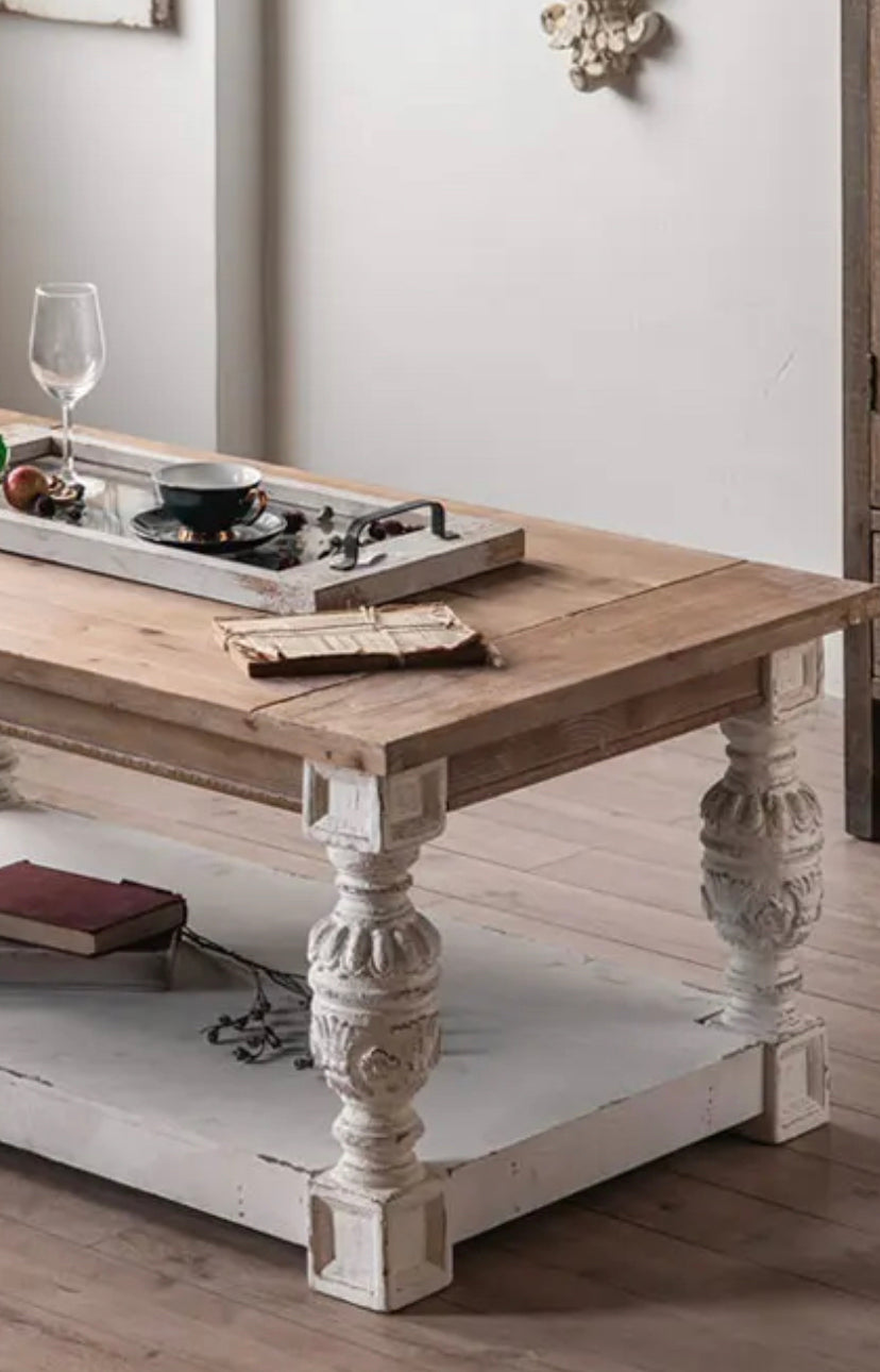 Nordic Retro Wooden Coffee Table - Adjustable Fir Accent Table