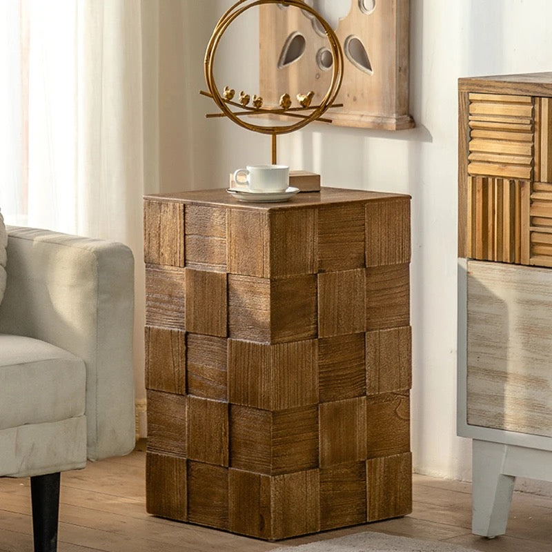 Nordic Modern Square Wood End Table - Contemporary Living Room Accent Nesting Tables