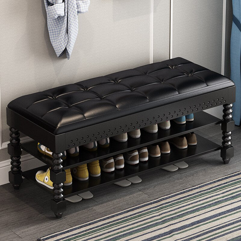 Shoe Cabinets Double Layer Shoemaker Bench Leather Cushion Shoe Rack Schuhschränke Stool