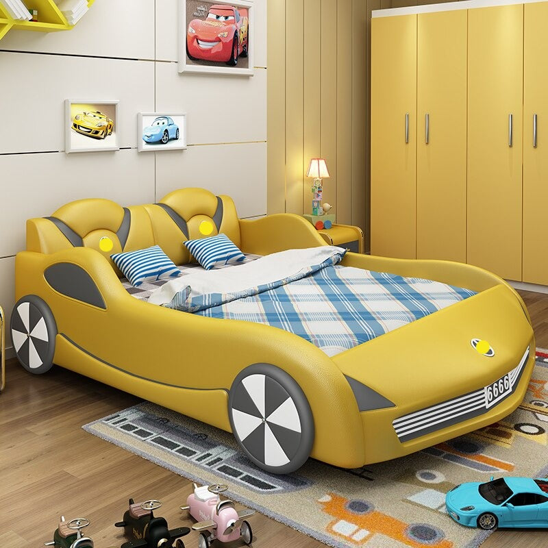 Kids Bed  Car Type Multifunctional Leather Bed