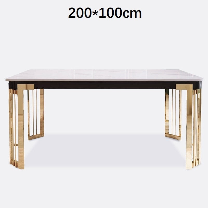Minimalist Modern Nordic Italian Marble Dining Table Set 4/6/8-Seater - Rectangular Stainless Steel Base