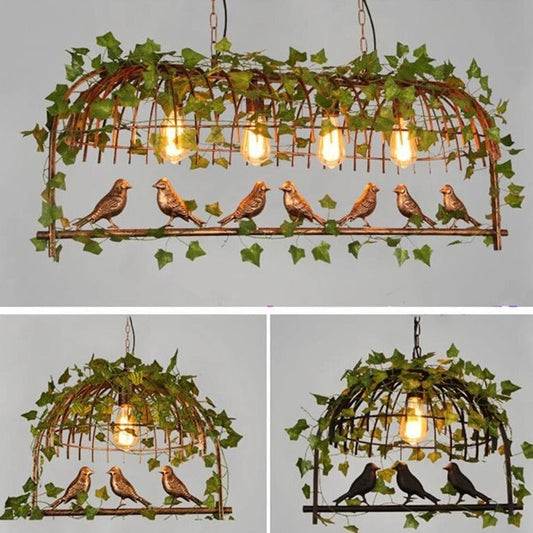 Pendant Light Vintage Bird Cage Lights Garland Hanging Garden Pendant Lights