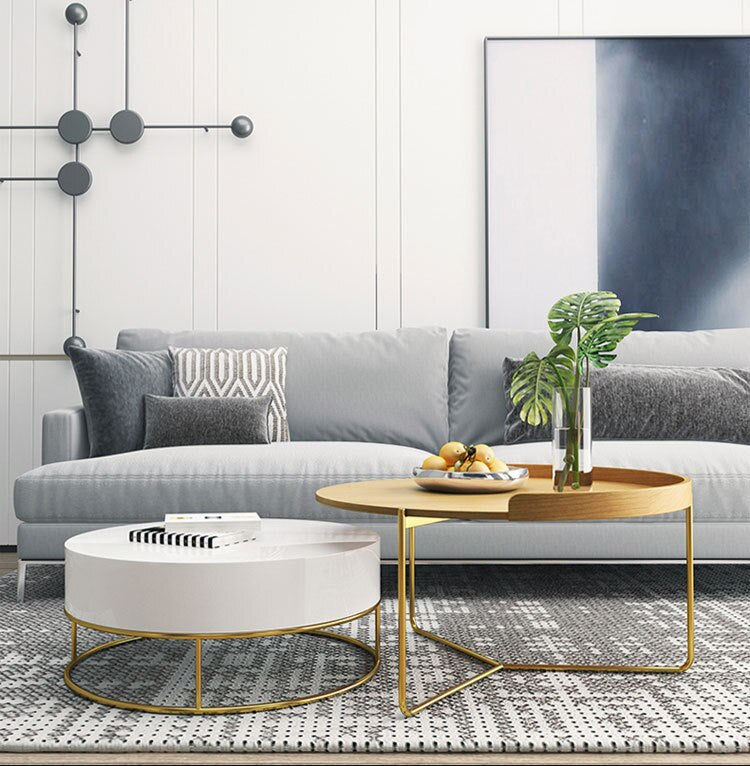 Coffee Table Nordic Solid Wood Couchtisch Luxury Wrought Iron Round Tisch Small Drawer Tables