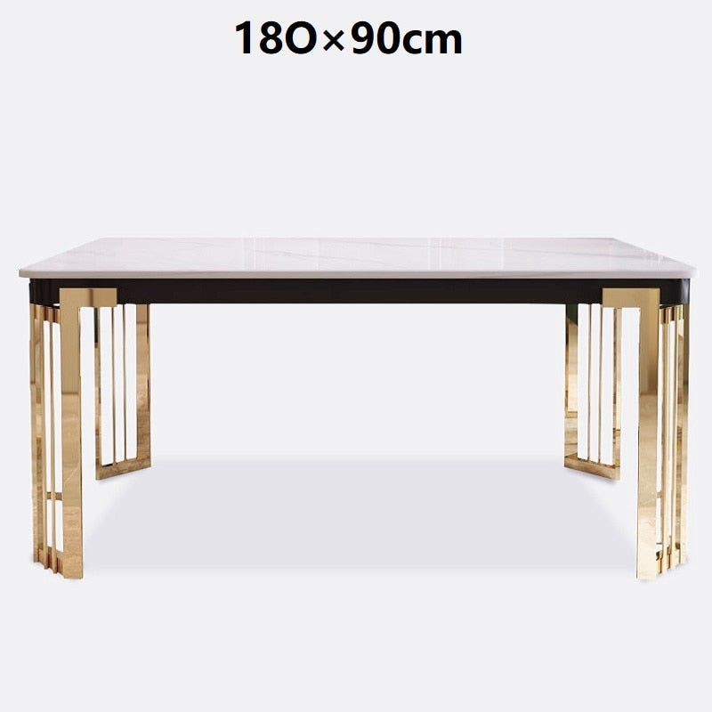 Minimalist Modern Nordic Italian Marble Dining Table Set 4/6/8-Seater - Rectangular Stainless Steel Base