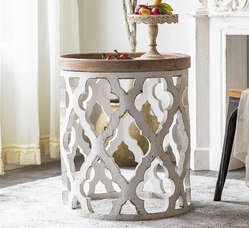 Coffee Tables French Style Solid Wood Couchtisch Set Furniture Retro Round Side Tables