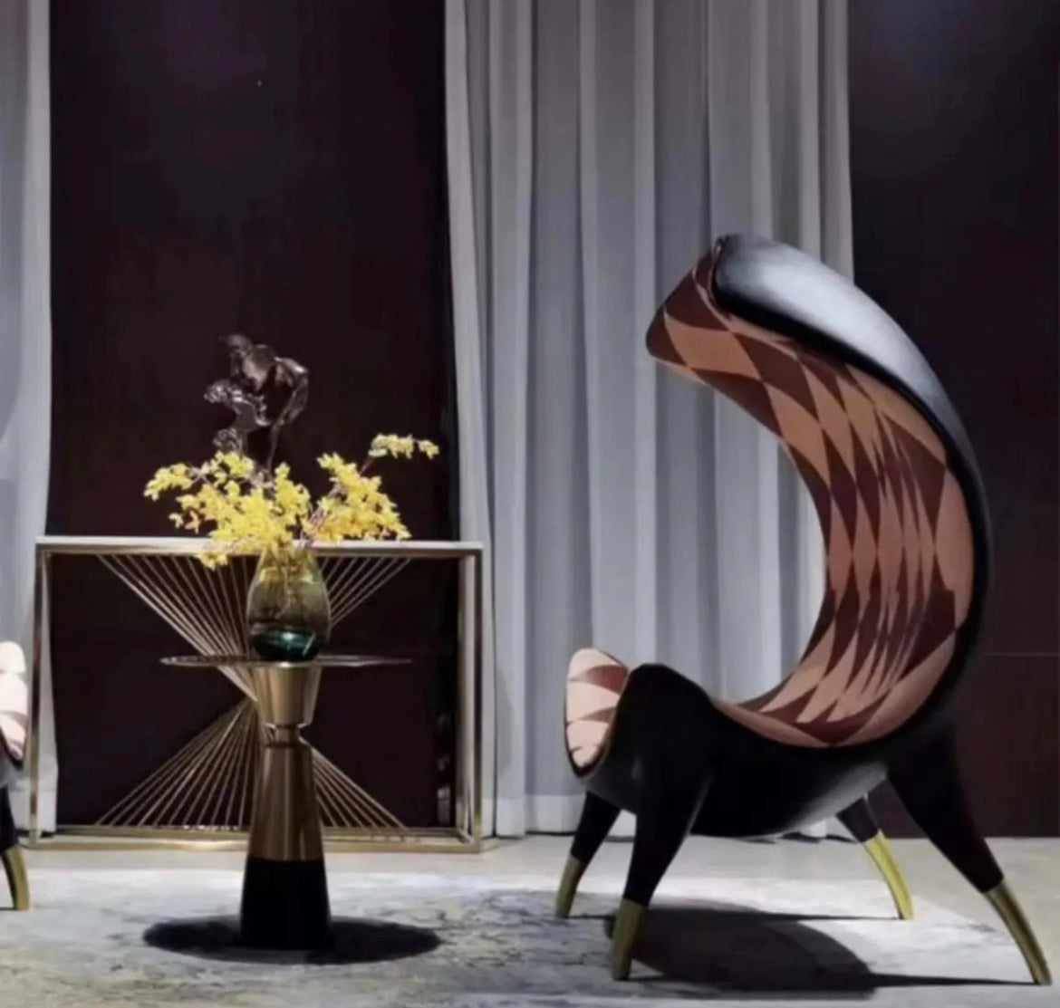 Chaise à oreilles en cuir, Design de luxe, chaise d'appoint de salon, mobilier de bureau et de maison