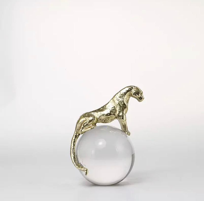 Luxury Decorative Art Modern Metal Leopard Crystal Crafts Home Deko