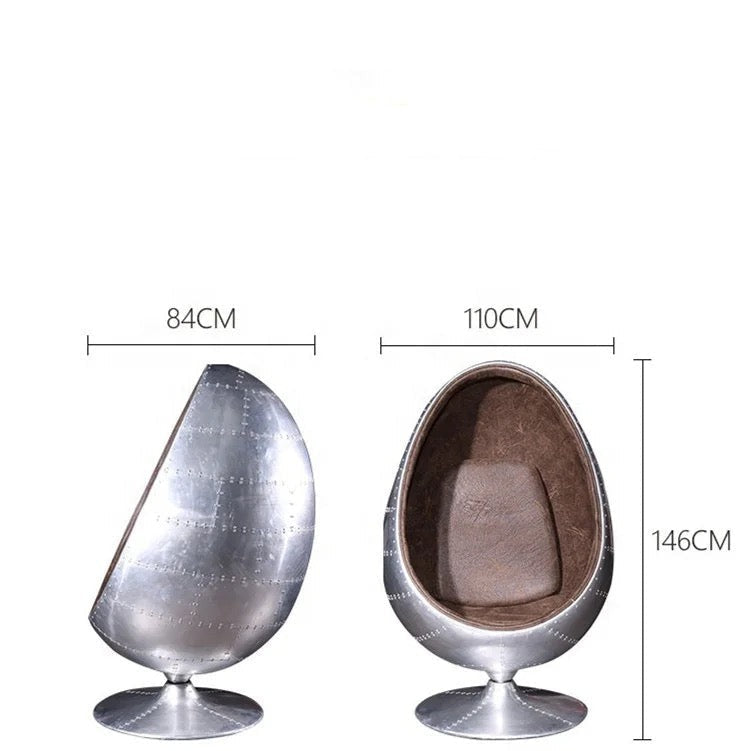 Office Chair Contemporary Aluminum Feet Egg Chairs Genuine Leather Aviator Chair