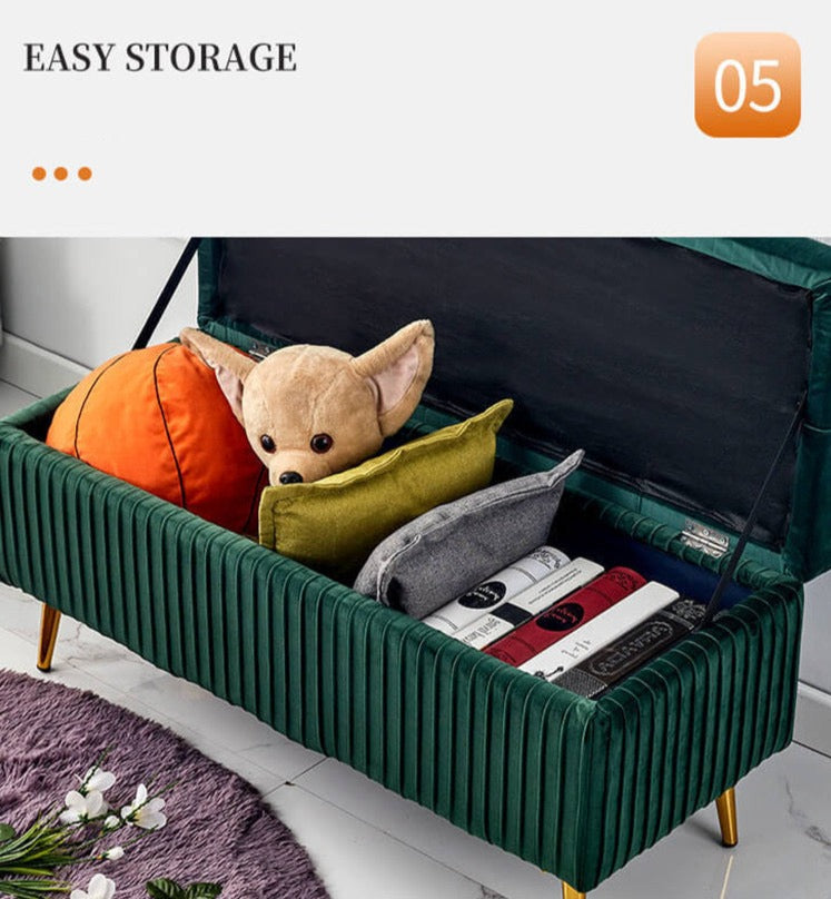 Banc Long Ottoman repose-pieds confortable bancs de changement de chaussures en velours 