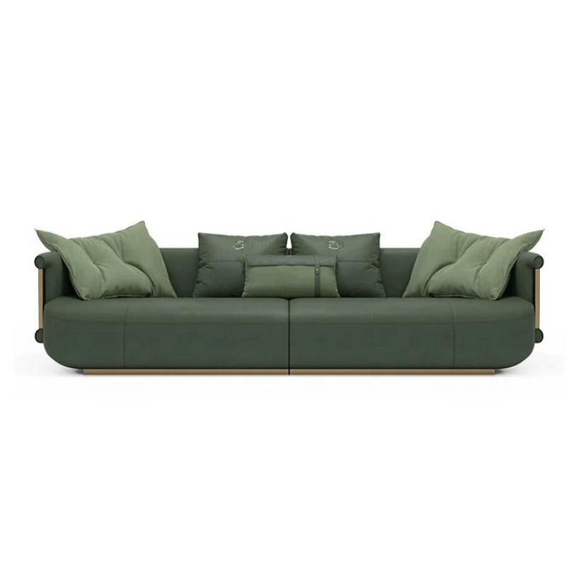 Fall Winter Turri Comfortable Design 3 Seater Green Leather Soft Sofa Living Room Furniture