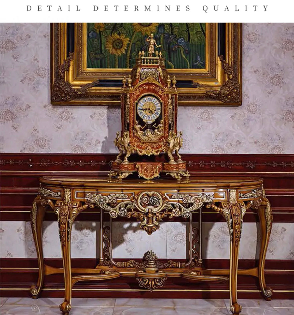 Baroque French Design Luxury Solid Wood Hand-Carved Dining Table - Antique Style, Dining Room Furniture