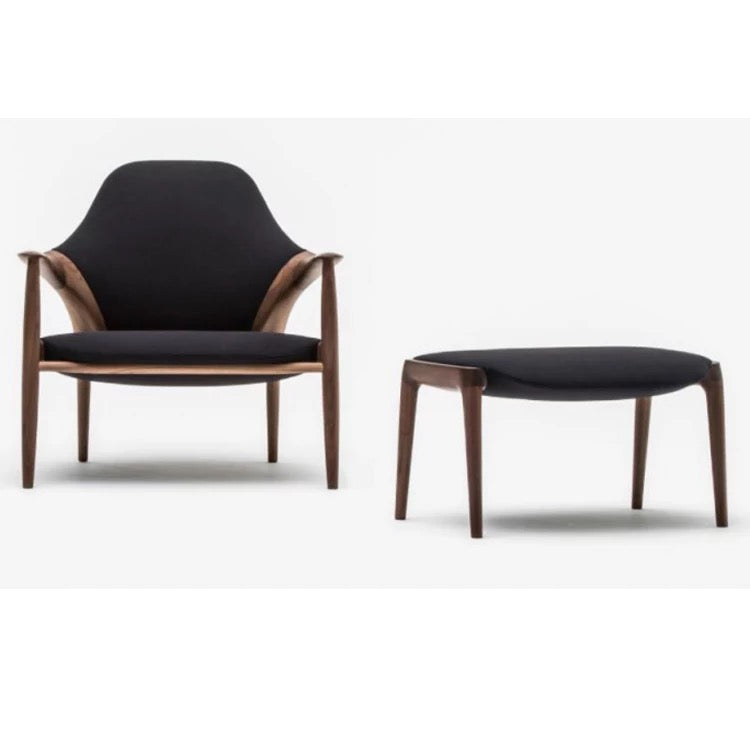 Luxury Walnut Chaise Lounge Chair, Modern Single Armchair for Living Room