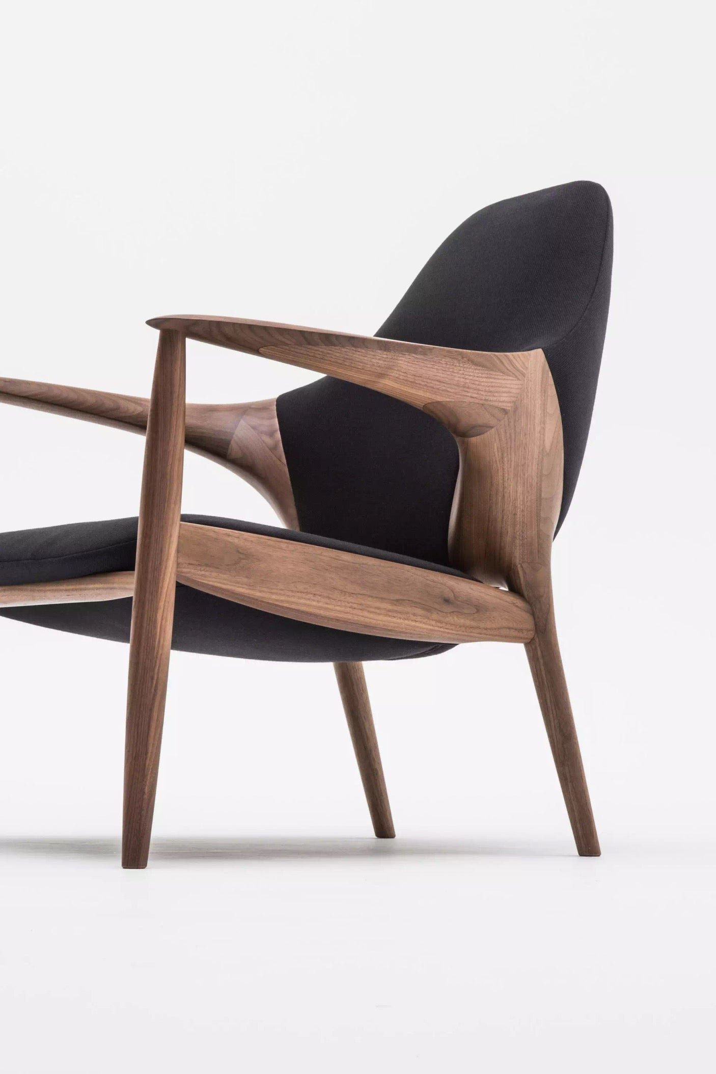 Luxury Walnut Chaise Lounge Chair, Modern Single Armchair for Living Room