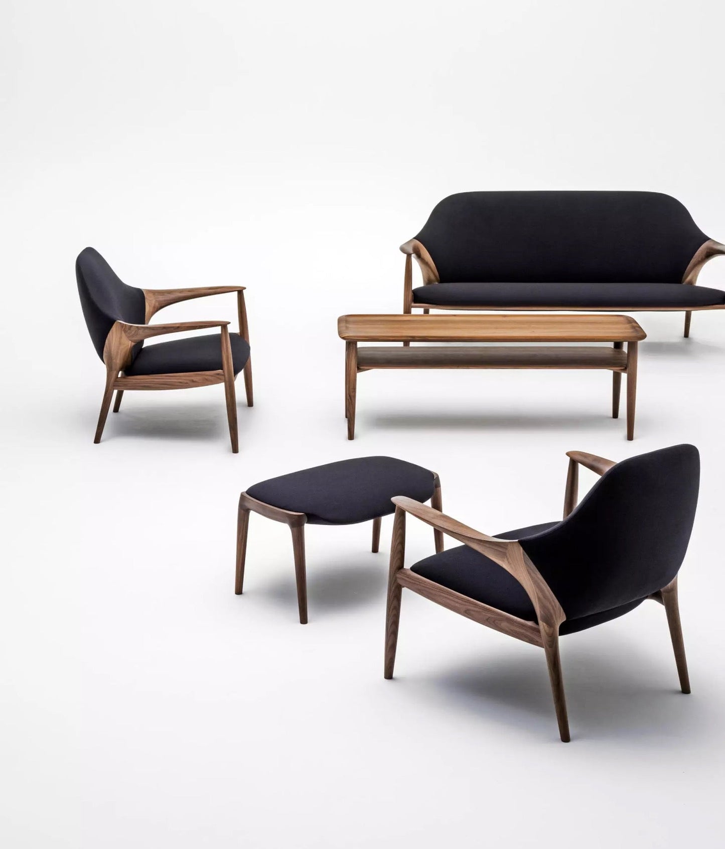 Luxury Walnut Chaise Lounge Chair, Modern Single Armchair for Living Room