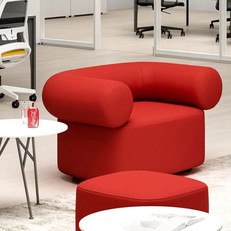 Modern Red Velvet Reclining Armchair, High-Quality Barrel Lounge Chair