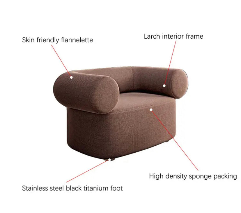 Modern Red Velvet Reclining Armchair, High-Quality Barrel Lounge Chair