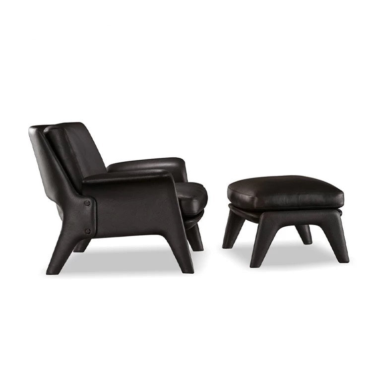 Velvet Lounge Armchair with Ottoman, Modern High Back Chair for Living Room