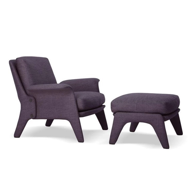 Velvet Lounge Armchair with Ottoman, Modern High Back Chair for Living Room