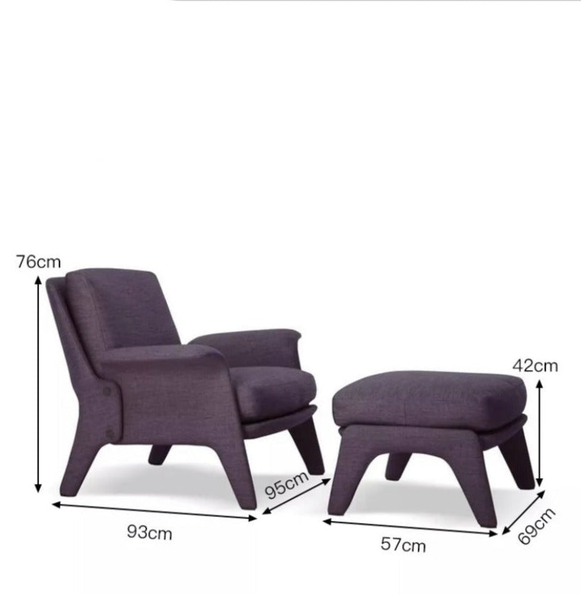Velvet Lounge Armchair with Ottoman, Modern High Back Chair for Living Room