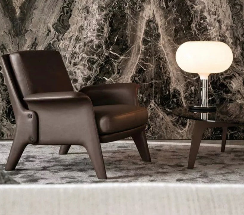 Velvet Lounge Armchair with Ottoman, Modern High Back Chair for Living Room