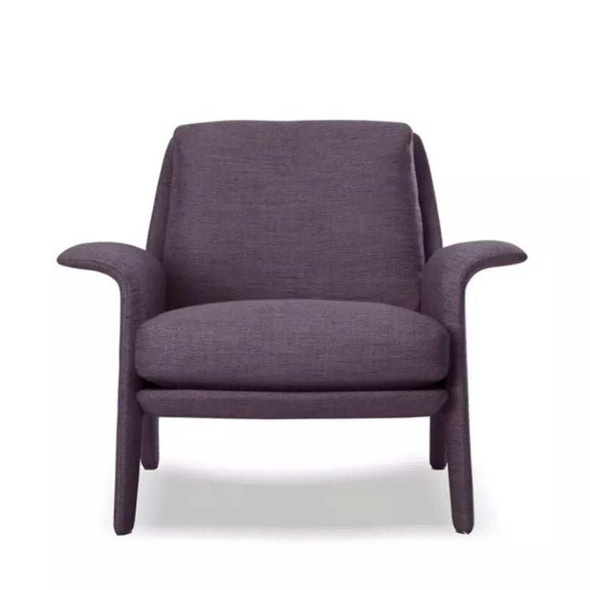 Velvet Lounge Armchair with Ottoman, Modern High Back Chair for Living Room