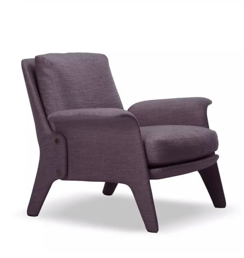 Velvet Lounge Armchair with Ottoman, Modern High Back Chair for Living Room
