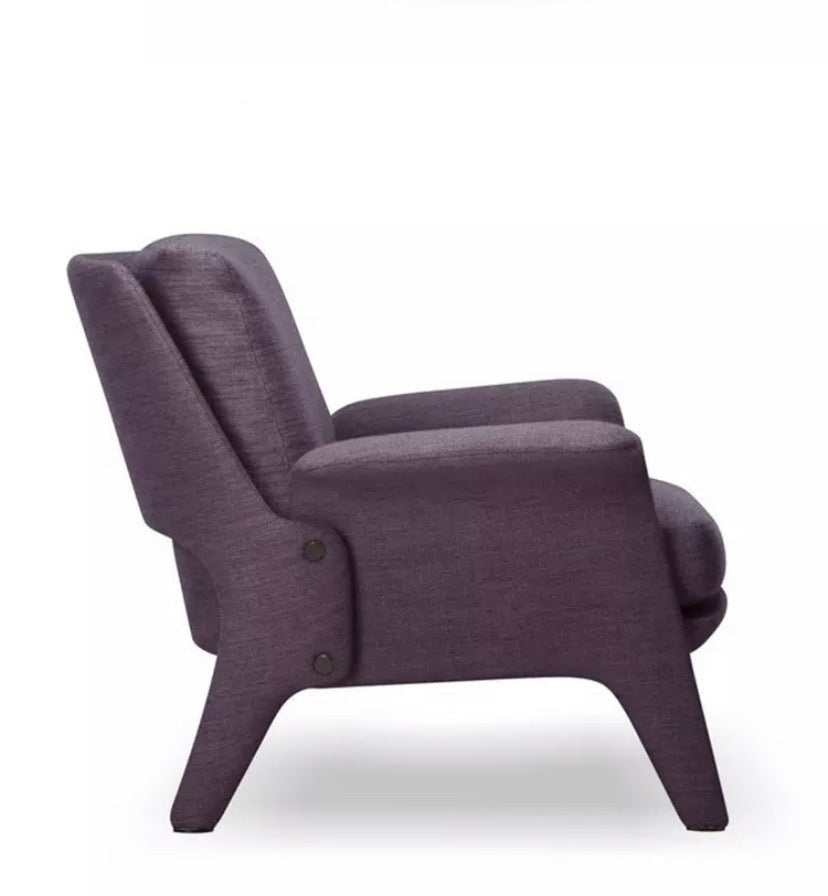 Velvet Lounge Armchair with Ottoman, Modern High Back Chair for Living Room