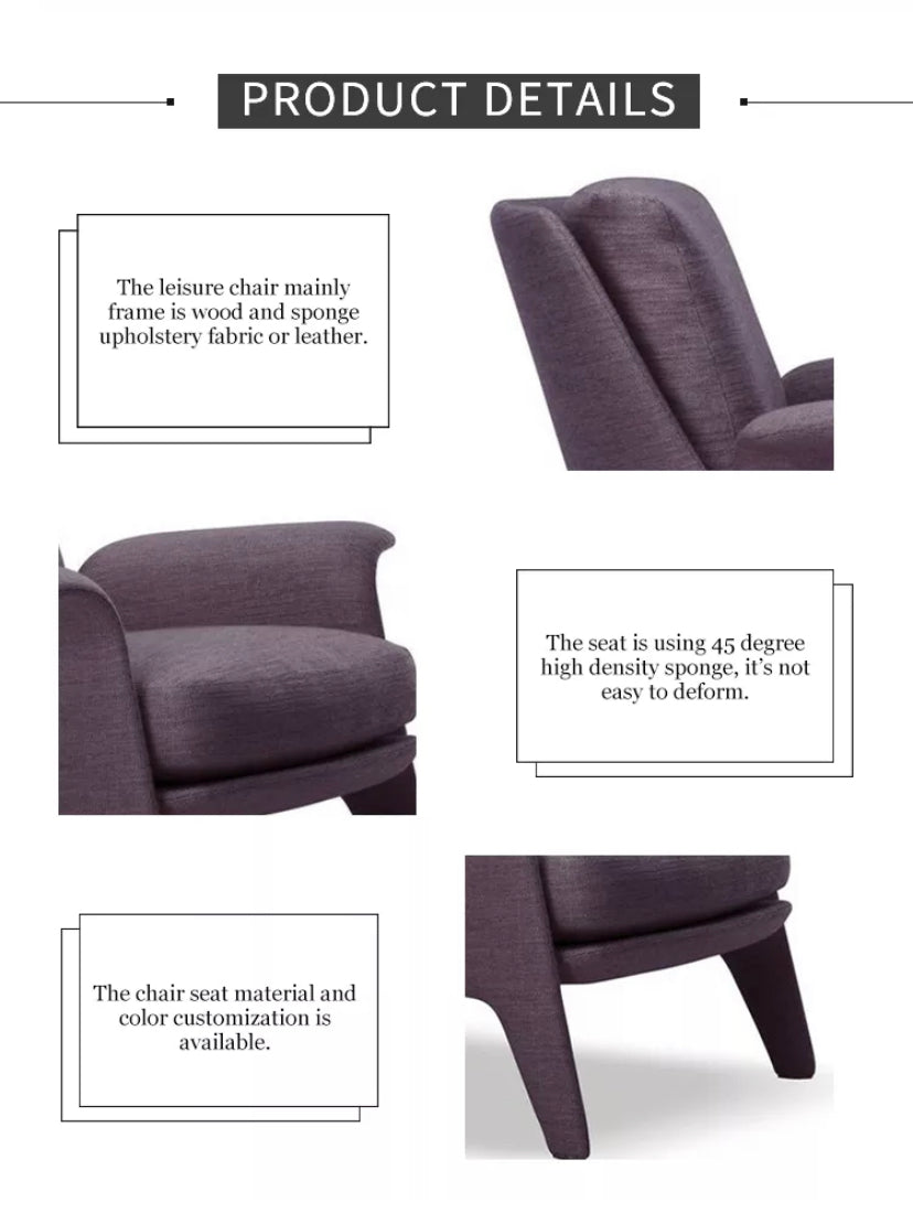 Velvet Lounge Armchair with Ottoman, Modern High Back Chair for Living Room
