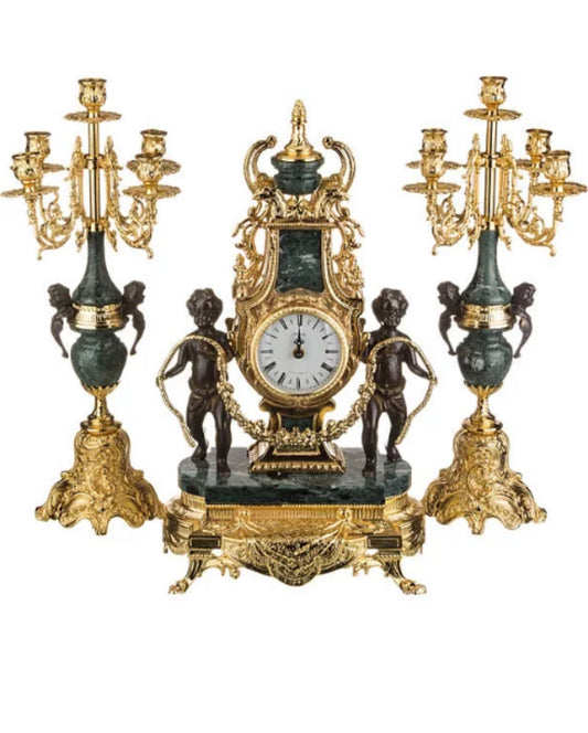 Quartz Table Clock Mechanich Movement Out Antique Plated Gold Clock Style