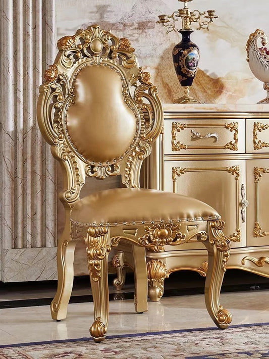 Royal French Baroque Golden Foil Dining Chair - Customizable