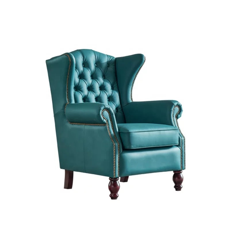Marco Amoreso Winter's Leather Chesterfield Wingback Armchair, Vintage Accent Chair