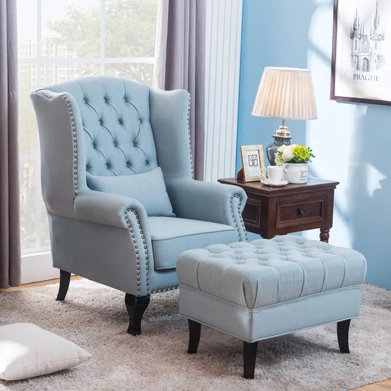 Winter's Chesterfield High Back Chair, Leather Fabric Lounge Sessel