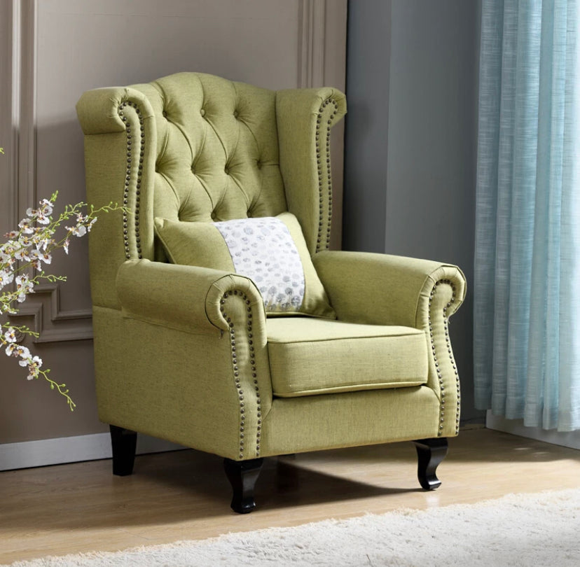Winter's Chesterfield High Back Chair, Leather Fabric Lounge Sessel