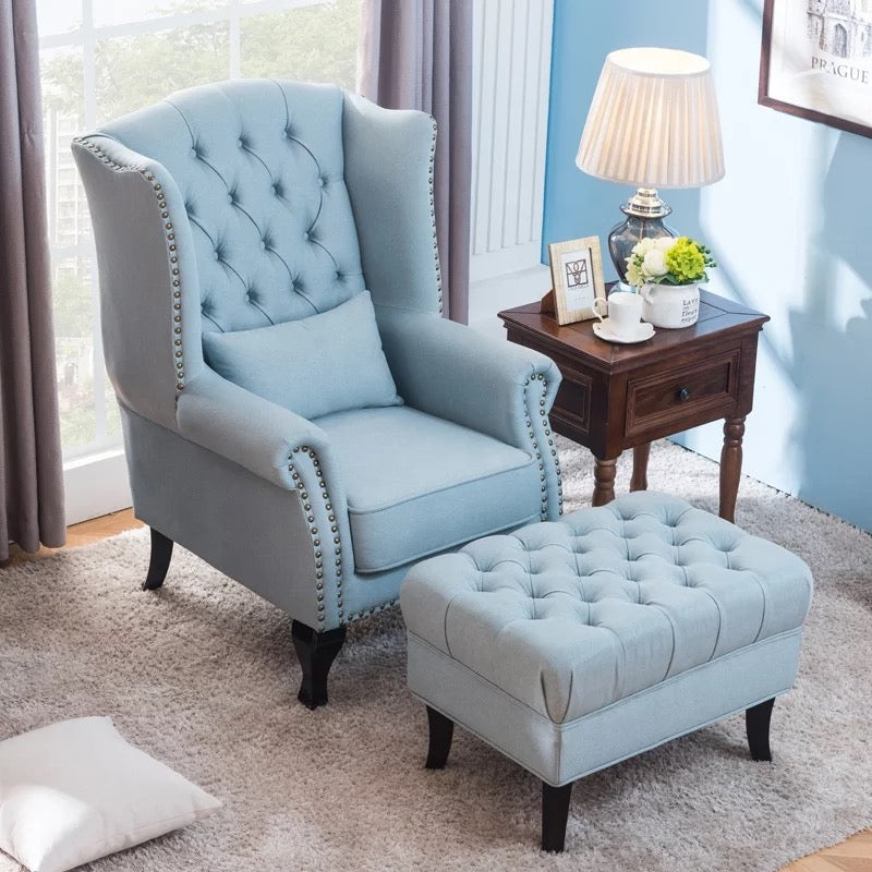Winter's Chesterfield High Back Chair, Leather Fabric Lounge Sessel