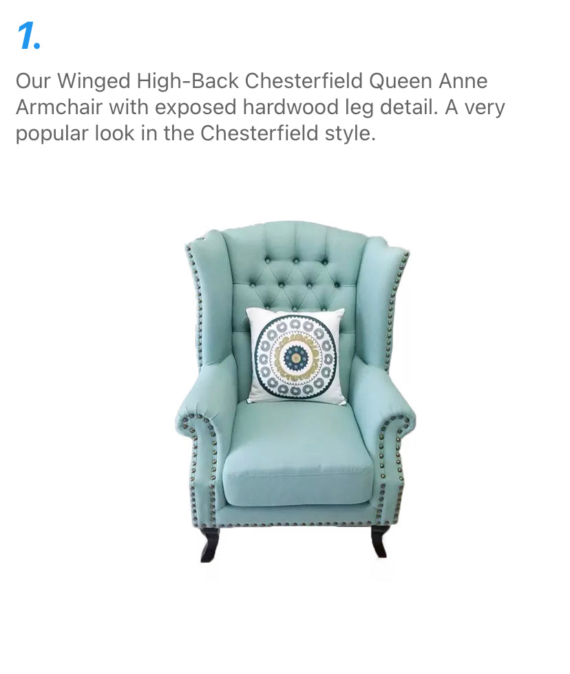 Chesterfield Leather Fabric Wingback Chair, High Back Lounge Armchair with Tufted Design