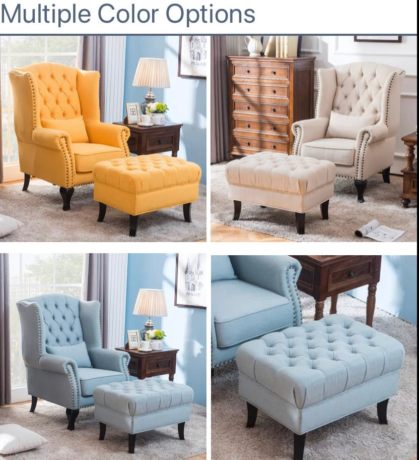 Winter's Chesterfield High Back Chair, Leather Fabric Lounge Sessel