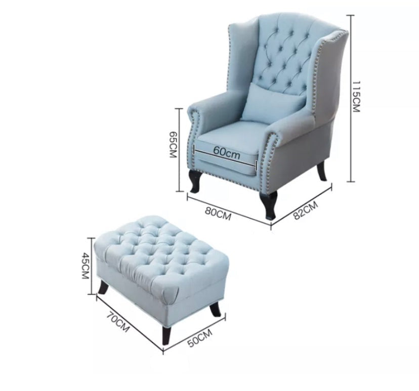 Winter's Chesterfield High Back Chair, Leather Fabric Lounge Sessel
