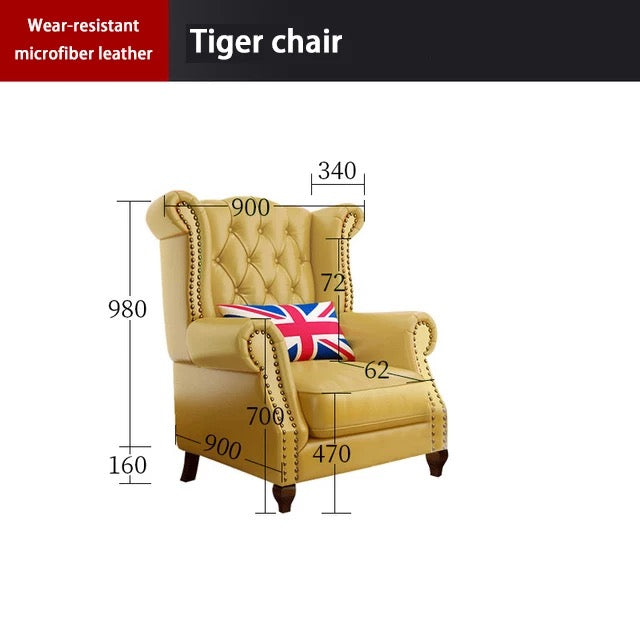 Winter's Chesterfield High Back Chair, Leather Fabric Lounge Sessel